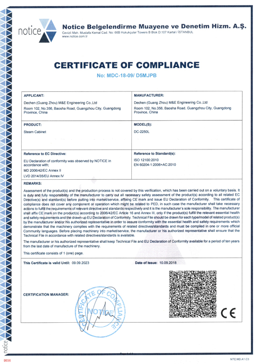 蒸柜CE认证-国际